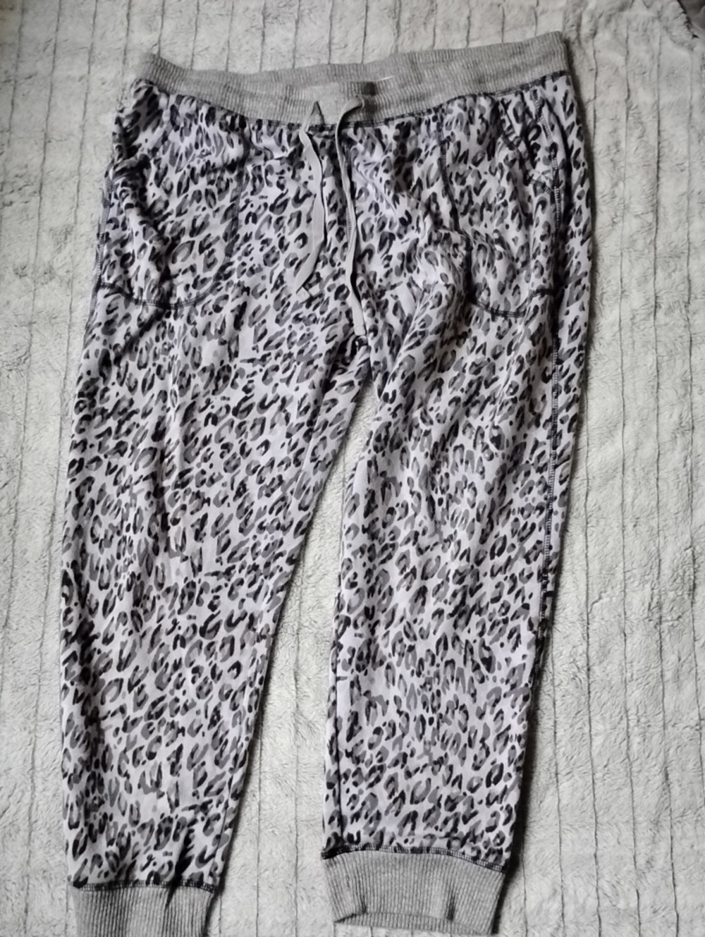 Gray Leopard Print Lounge Jogger Pants